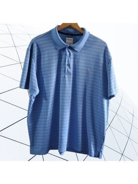 Izod GOLF Shirt Mens Size Xl X-large Blue White Striped Boxed Lines Polo…